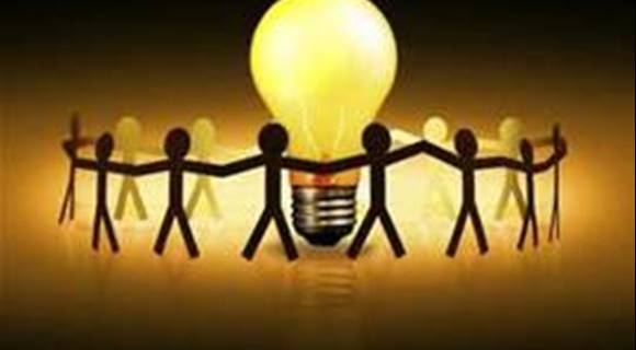 Cut out people around a light bulb